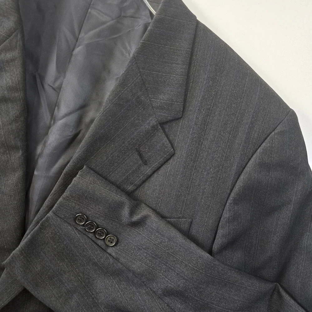 Hickey‎ Freeman Loro Piana Tasmanian Wool 120's Suit Jacket 48R Charcoal USA